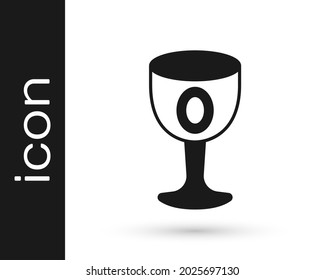 Black Medieval goblet icon isolated on white background. Holy grail.  Vector