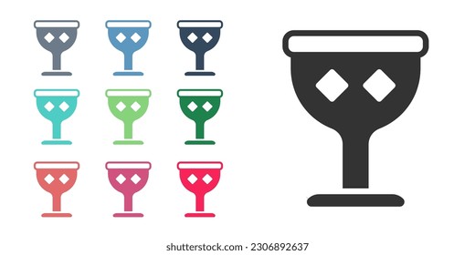 Black Medieval goblet icon isolated on white background. Holy grail. Set icons colorful. Vector