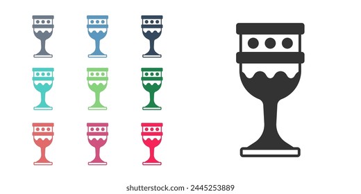 Black Medieval goblet icon isolated on white background. Holy grail. Set icons colorful. Vector