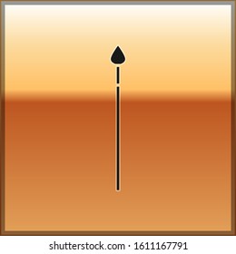 Black Medieval spear icon isolated on gold background. Medieval weapon.  Vector Illustration