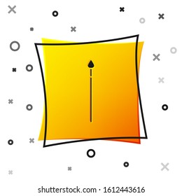Black Medieval spear icon isolated on white background. Medieval weapon. Yellow square button. Vector Illustration