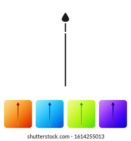 Black Medieval spear icon isolated on white background. Medieval weapon. Set icons in color square buttons. Vector Illustration