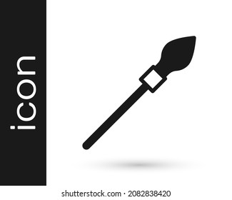 Black Medieval spear icon isolated on white background. Medieval weapon.  Vector