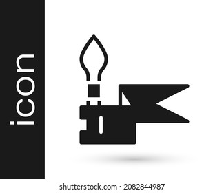 Icono de la lanza medieval negra aislado en fondo blanco. arma medieval.  Vector