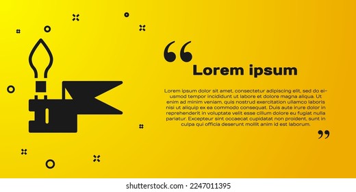 Black Medieval spear icon isolated on yellow background. Medieval weapon.  Vector