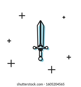 Black Medieval sword icon isolated on white background.  Vector Illustration