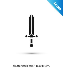 Black Medieval sword icon isolated on white background.  Vector Illustration