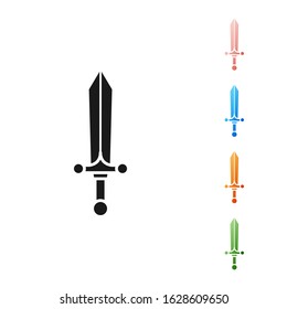 Black Medieval sword icon isolated on white background. Set icons colorful. Vector Illustration