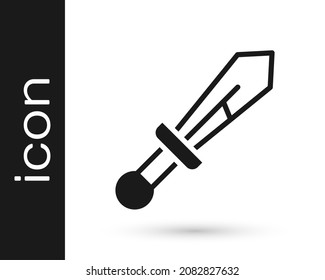Schwarz Mittelalterliches Schwertsymbol einzeln auf weißem Hintergrund. Mittelalterliche Waffe.  Vektorgrafik