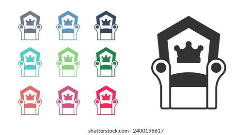 Black Medieval throne icon isolated on white background. Set icons colorful. Vector