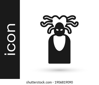 Black Medusa Gorgon head with snakes greek icon isolated on white background.  Vector