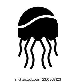 Black Medusa Jellyfish fish silhouette on the white background. Editable color. EPS vector file