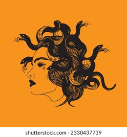 arte de la línea de tatuajes de medusa negra