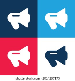 Black Megaphone blue and red four color minimal icon set