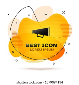 Black Megaphone icon isolated on white background. Fluid color banner. Vector Illustration