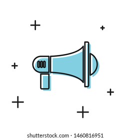 Black Megaphone icon isolated on white background. Loud speach alert concept. Bullhorn for Mouthpiece scream promotion.  Vector Illustration