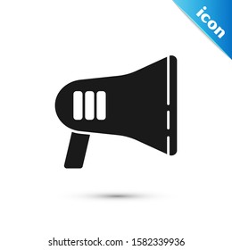 Black Megaphone icon isolated on white background. Loud speach alert concept. Bullhorn for Mouthpiece scream promotion.  Vector Illustration
