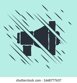 Icono Megáfono negro aislado en fondo verde. Concepto de alerta de voz alta. Torno para la promoción del grito de Mouthpiece. El estilo de Glitch. Ilustración vectorial