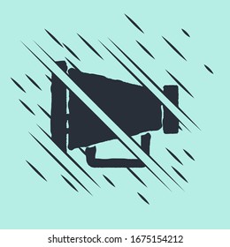 Black Megaphone icon isolated on green background. Speaker sign. Glitch style. Vector Illustration