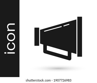 Icono Megáfono negro aislado en fondo blanco. Firma del altavoz.  Vector