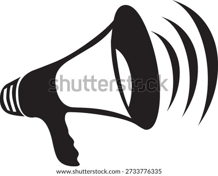 Black Megaphone Icon Making Loud Announcement on White Background