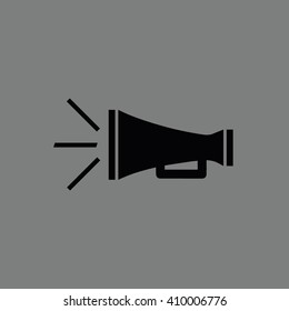 Black megaphone icon vector illustration. Gray background