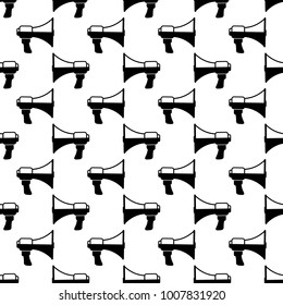 Black megaphone seamless pattern wallpaper, black and white design, vector Illustration