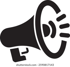  A black megaphone silhouette design icon logo illustration isolated on white background