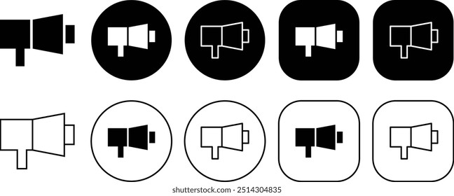 Black Megaphone Speaker Toa Solid and Outline Icon