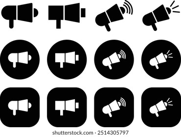 Black Megaphone Speaker Toa Solid Icon Set
