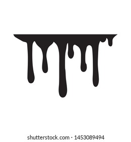 Black melt drips or liquid paint drops isolated on transparent background.