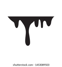 Black melt drips or liquid paint drops isolated on transparent background.