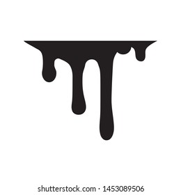 Black melt drips or liquid paint drops isolated on transparent background.