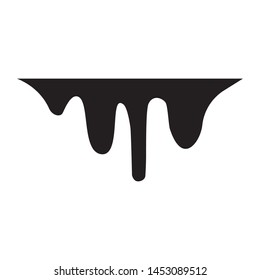 Black melt drips or liquid paint drops isolated on transparent background.