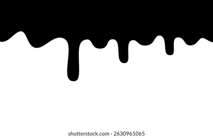 Gotas de derretimiento negro o gotas de pintura líquida. gotas de derretimiento negro sin costura pintura. fuga, salpicaduras, líquido derramado. Elemento de diseño para publicidad, embalaje del producto, ventas
