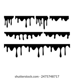 Black melt drips or liquid vector paint drops vector sign