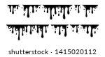 Black Melting Paint Abstract Liquid Vector Elements Isolated on White Background. Border and Drips Ink Set. Vector Illustrations.