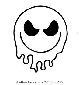 black melting smile face design   