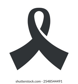 Ilustración plana de Vector de icono de símbolo de luto de arco de cinta conmemorativa negra. Memoria fúnebre insignia de Asistencia triste ceremonia de muerte respeto insignia premio de unidad etiqueta de conciencia social