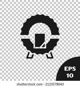 Black Memorial wreath icon isolated on transparent background. Funeral ceremony.  Vector