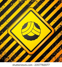Black Memorial wreath icon isolated on yellow background. Funeral ceremony. Warning sign. Vector