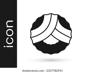 Black Memorial wreath icon isolated on white background. Funeral ceremony.  Vector