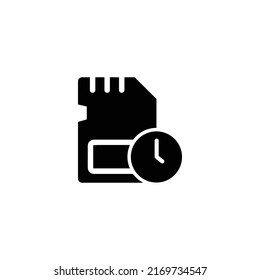Black memory card processed icon design isolated on white background