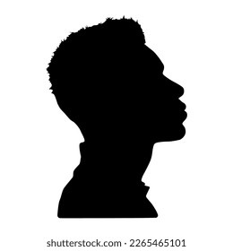 Black Men African American, African Profil Silhouette. Mann von der Seite mit einem kurzen Haarschnitt