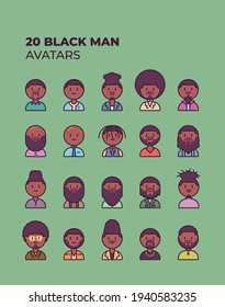 Hombres Negros Avatars Icons Set
