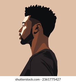 Black Men modern icon avatar. African Men design. Abstract contemporary poster. Wall art design. Vector stock