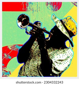 black men, music, textures and lines. cover art design