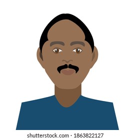 Schwarze Männer-Portrait Flache Illustration