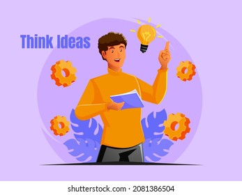 Black men thinking with lightbulb for new ideas with innovation and creativity	