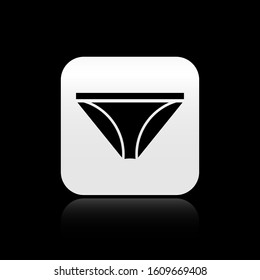 Black Men underpants icon isolated on black background. Man underwear. Silver square button. Vector Illustration